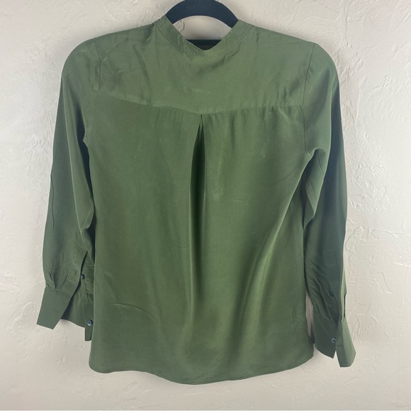 Madewell Olive Green Silk Lace-up Blouse Top XXS - Picture 6 of 10